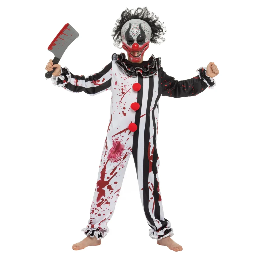 Scare killer clown pajama Halloween costume for kids