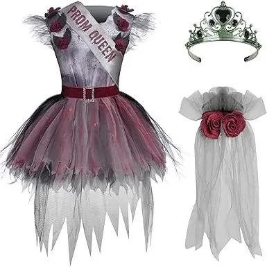 Kids Dark Prom Queen Halloween Costume
