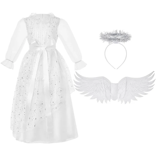 Girls White Fancy Princess Tulle Angel Costume