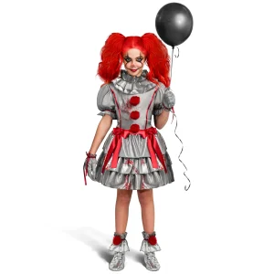 Girls Evil Clown Jester Dress Costume