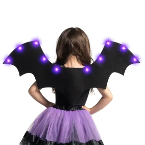 Halloween Black Bat Wings with 12 LED Lights Unisex Vampire