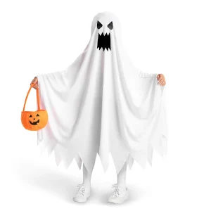 Halloween Kids White Angry Tattered Ghost Costume