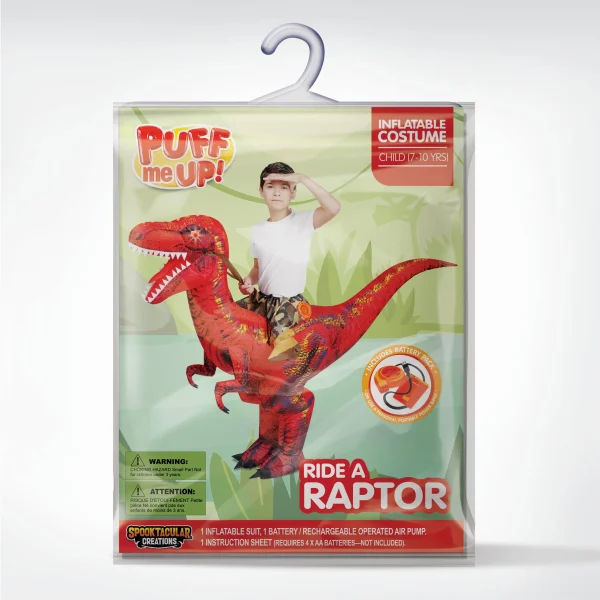 Inflatable Riding a Raptor Dinosaur Costume
