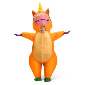 Inflatable Full Body Orange Unicorn Halloween Costume