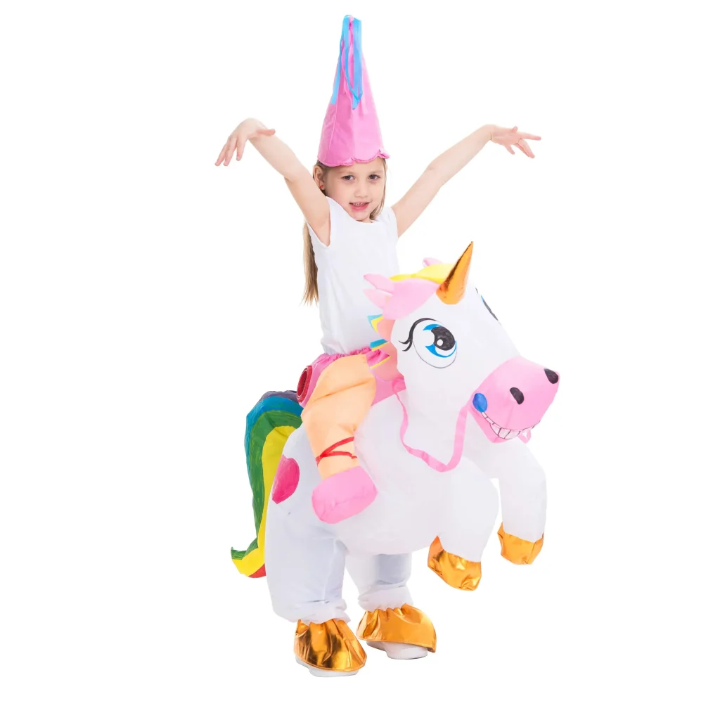 Girls Blow Up Unicorn Costume