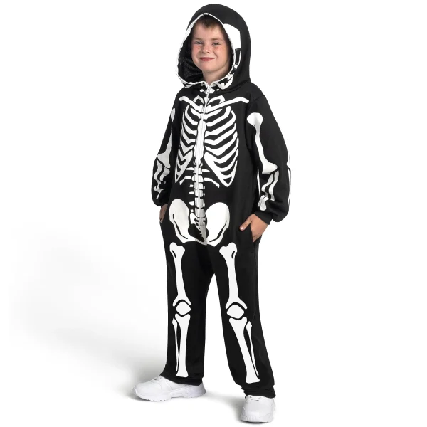 Kids Unisex Skeleton jumpsuit Pajama Plush Zip-Up Glow in the Dark