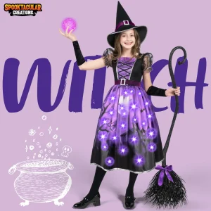 Girls Light-up Witch Halloween Costume