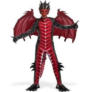 Spooktacular Creations Child Black and Red Dragon Costume, Boys Dragon Wings