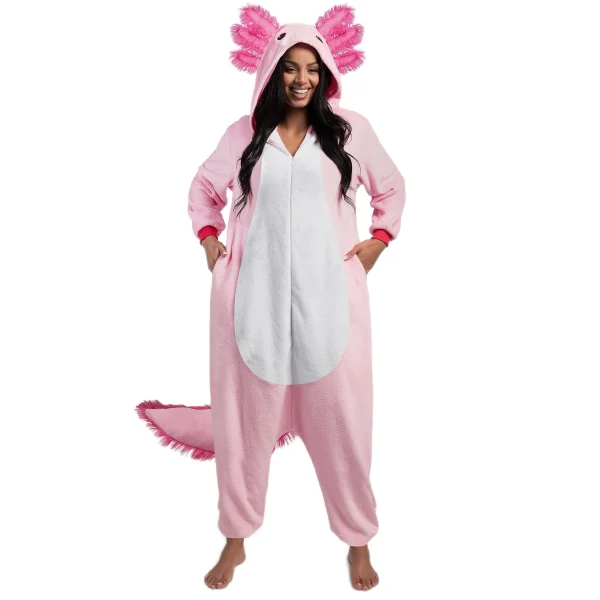 Unisex Adult Axolotl Pajama Plush Costume with Hat Tail