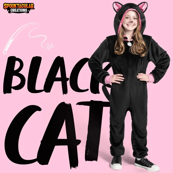 Unisex Black Cat jumpsuit Pajama Costume