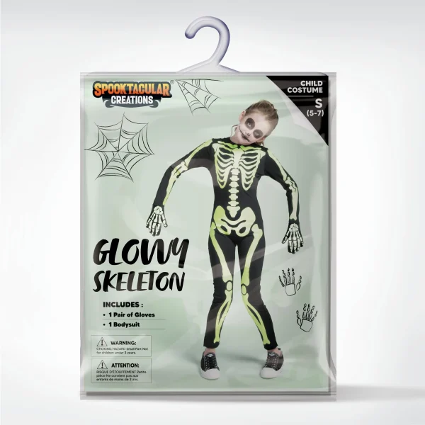 Unisex Kids Skeleton Glow in the Dark Costume