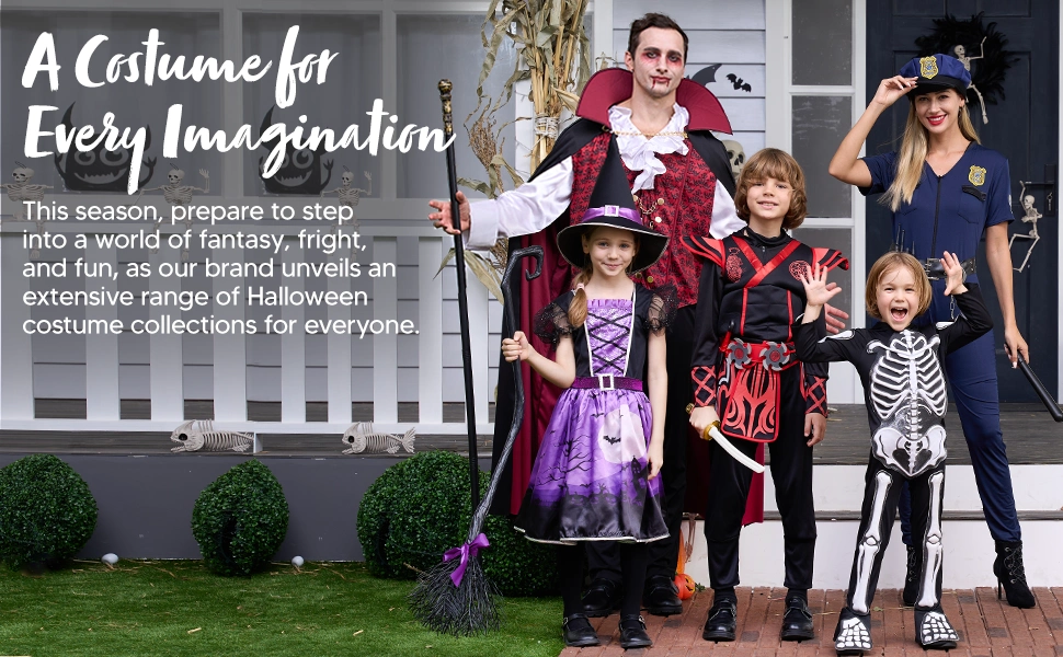 Adult and kids' halloween costumes