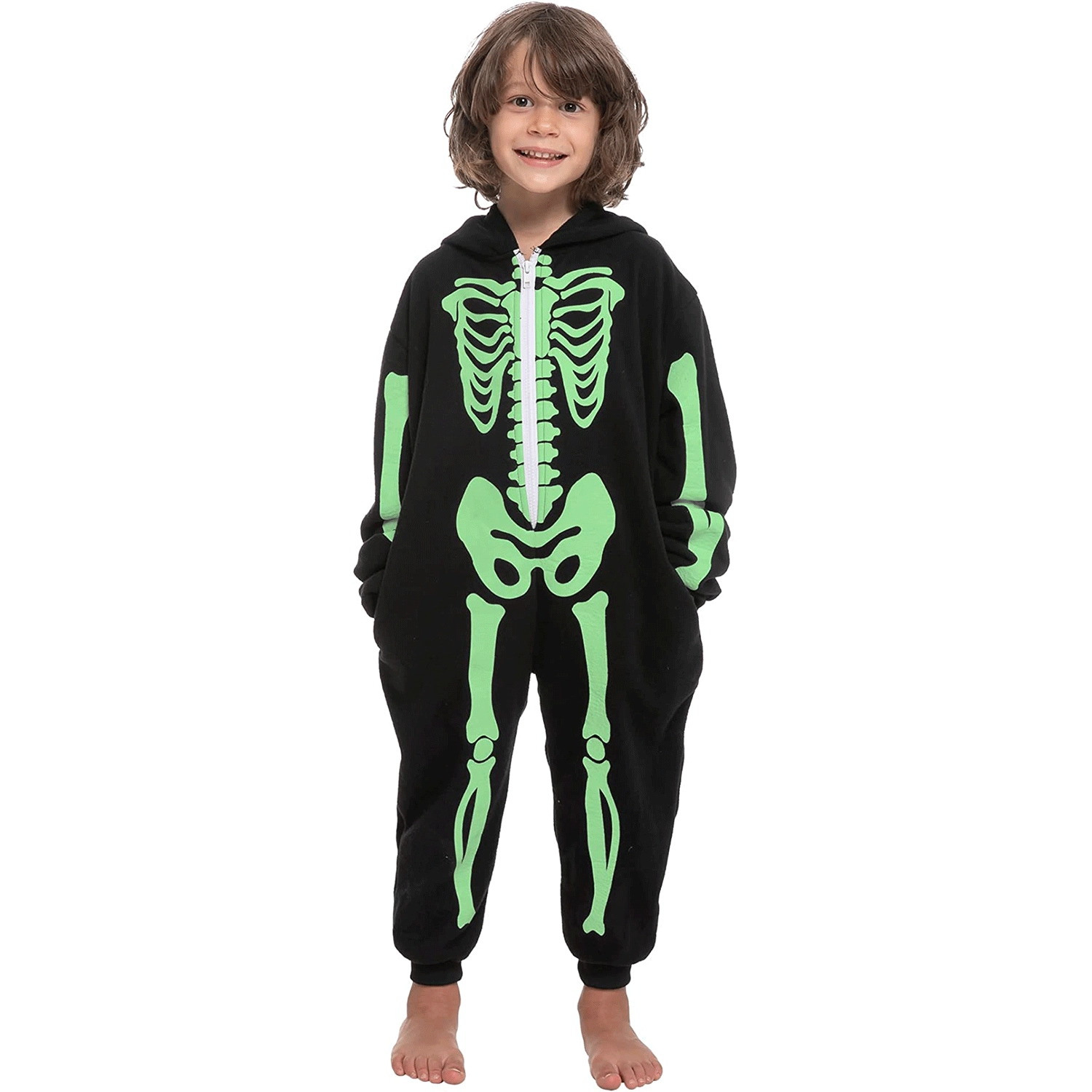 Glow in the dark skeleton pajamas kid