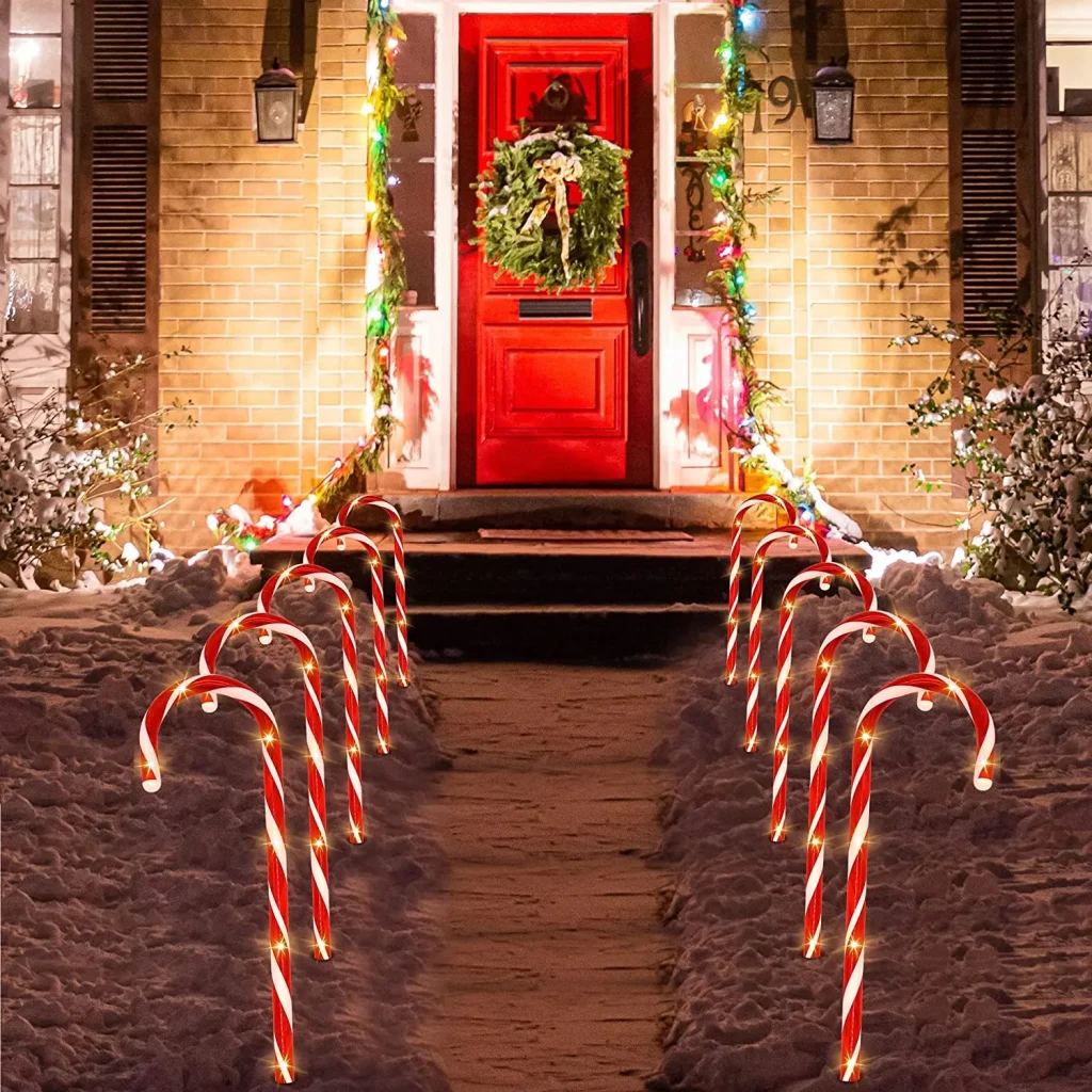 Christmas candy cane pathway markers