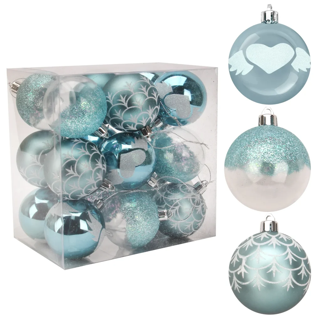 18pcs Baby Blue Christmas Ornaments 2.36in
