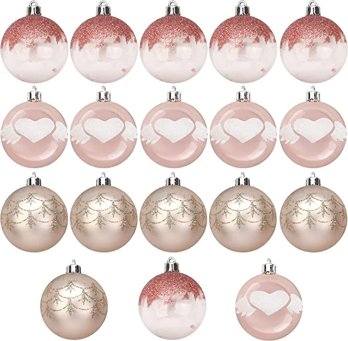Shatterproof Pink Holiday Ornaments 18pcs
