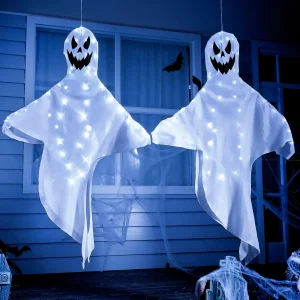 2 Pack 55in Halloween Light Up Windsock Hanging Ghost