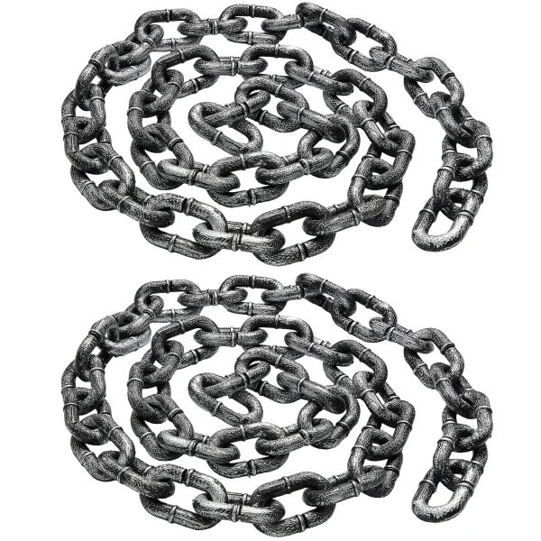 2 Packs Halloween 6ft Plastic Chains Props Fake Chain Chain Link Props for Halloween Party Decoration