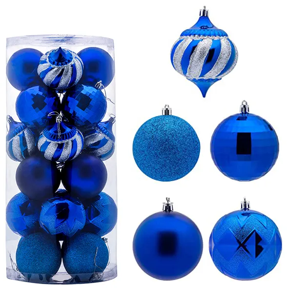 24pcs shatterproof blue christmas ball ornaments