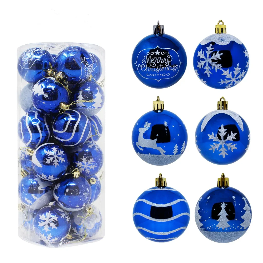 24pcs blue and white ball ornaments