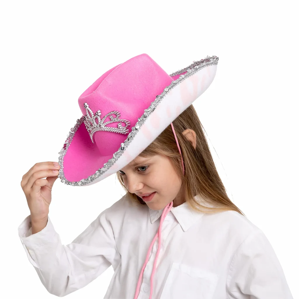 Pink Tiara Felt Cowboy Hats