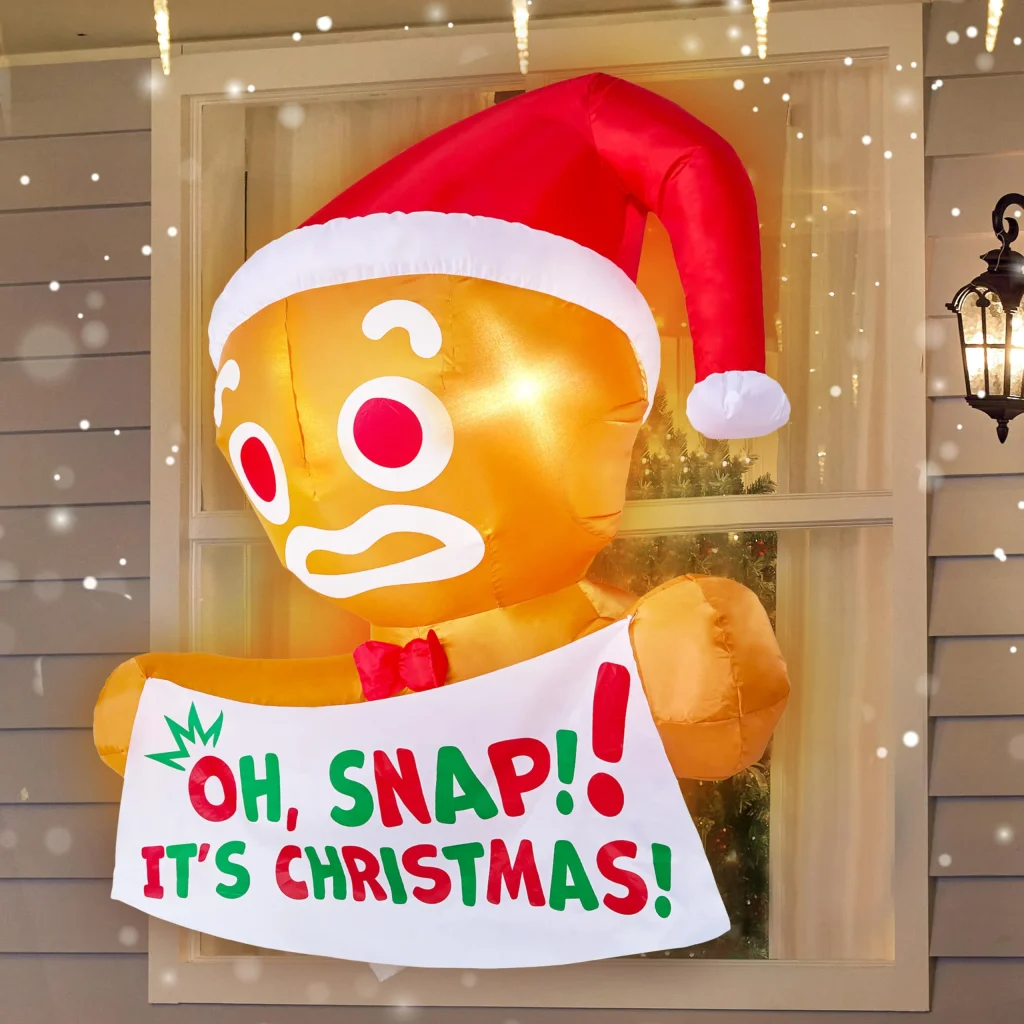 Christmas Inflatable Gingerbread Man with Banner