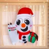 3.5ft Tall Christmas Inflatable Snowman with Santa's List and Gift Box Broke Out from Window