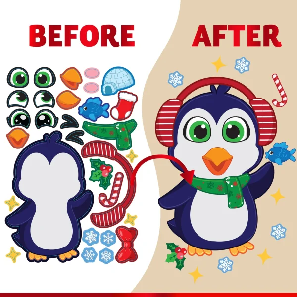 36 Pcs Christmas Make A Face Sticker Sheet for Kids