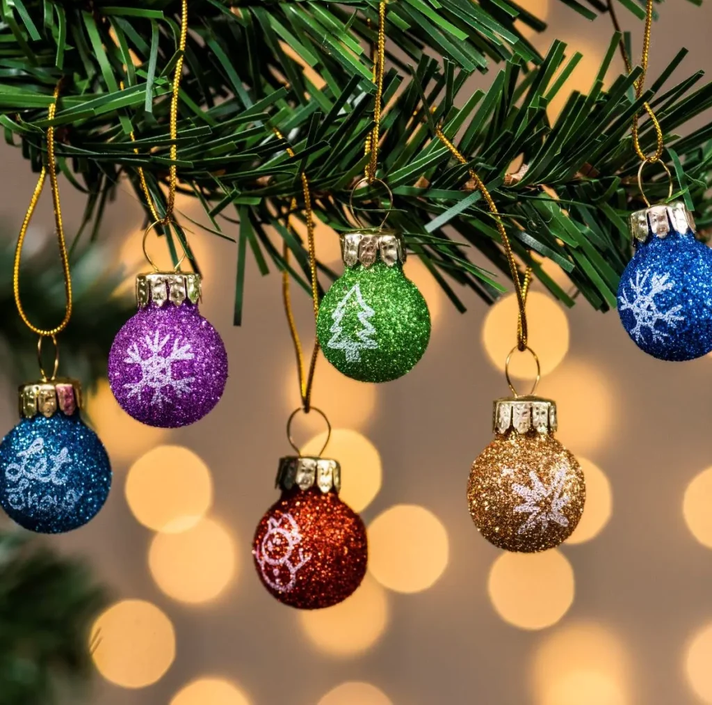 Mini Glittered Glass Patterned Christmas Balls