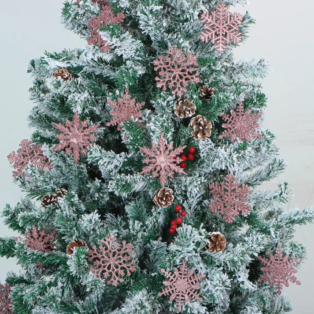 Pink Glitter Snowflakes Christmas Decorations