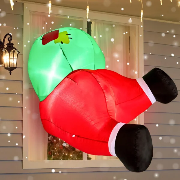 3ft Christmas Inflatable Santa Butt Stuck Broke Out from Window (5)