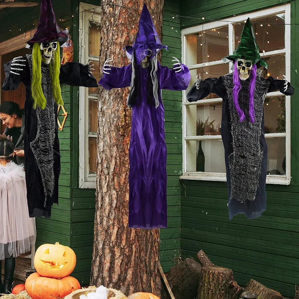Hanging Skeleton with Witch Hat