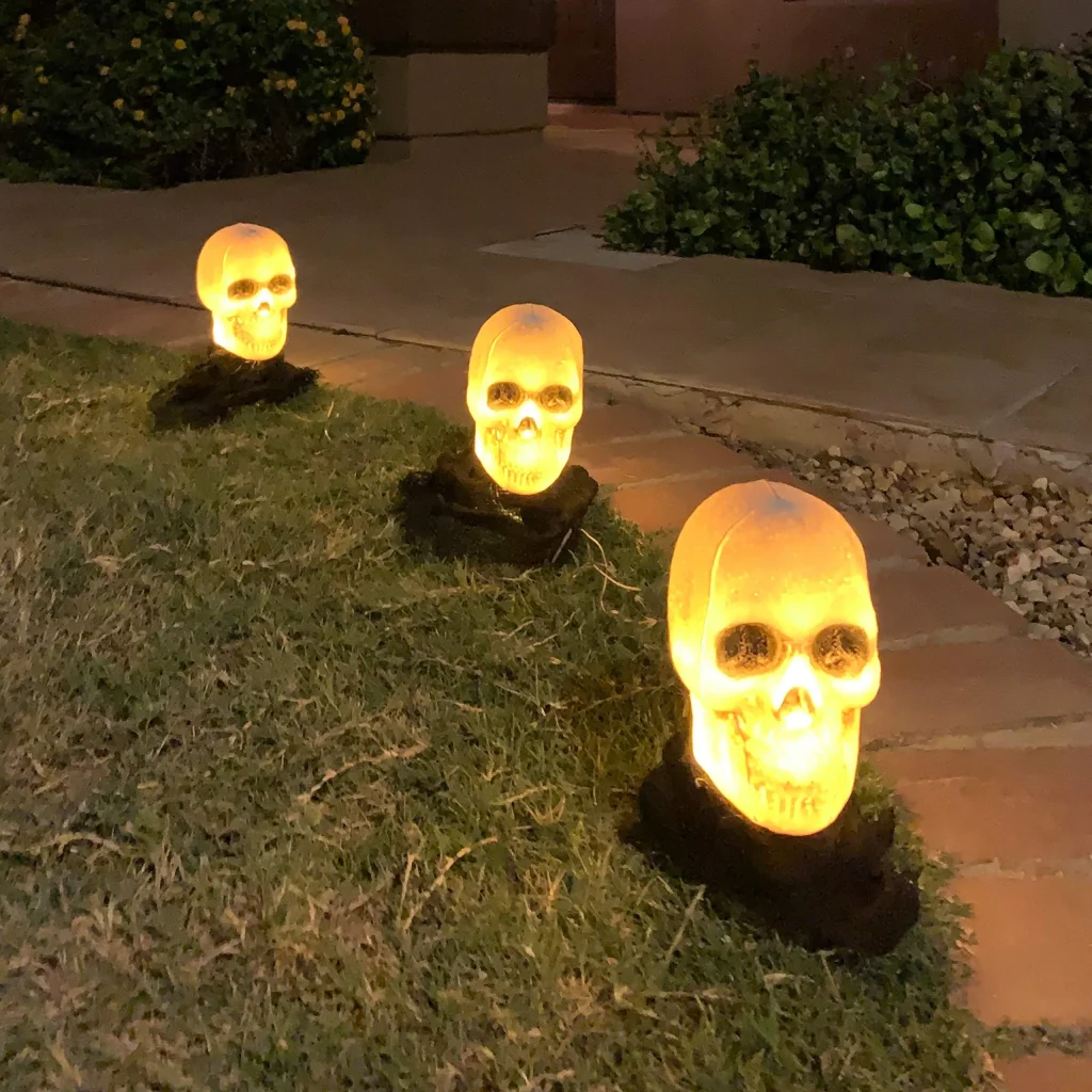 Orange Halloween Pathway Skull Lights