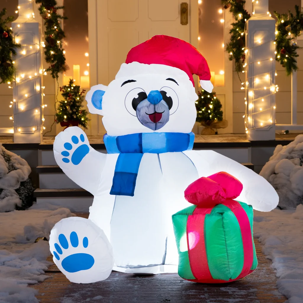 Inflatable Polar Bear Christmas Yard Decorations