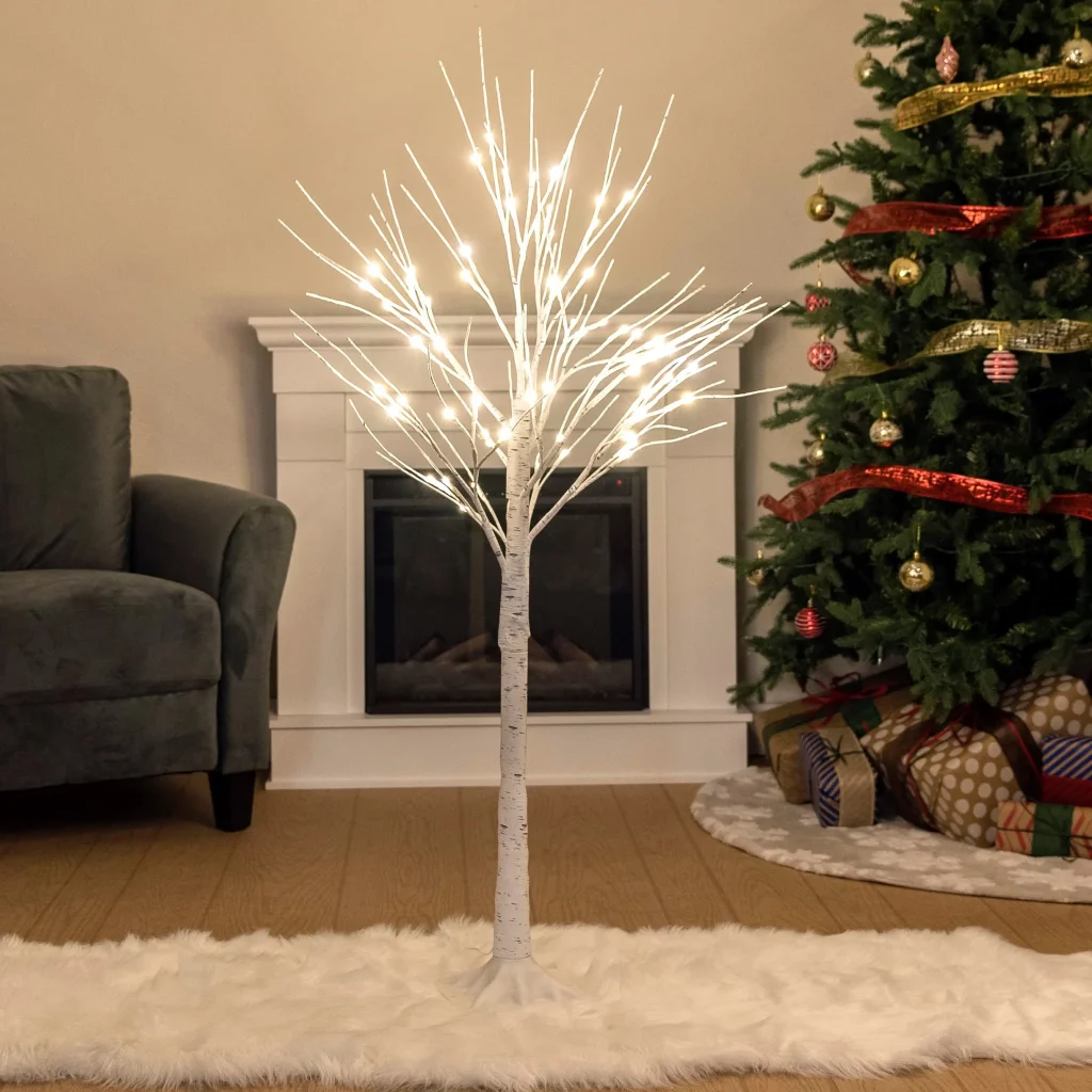 Christmas Home White Birch Tree Decoration with Lights