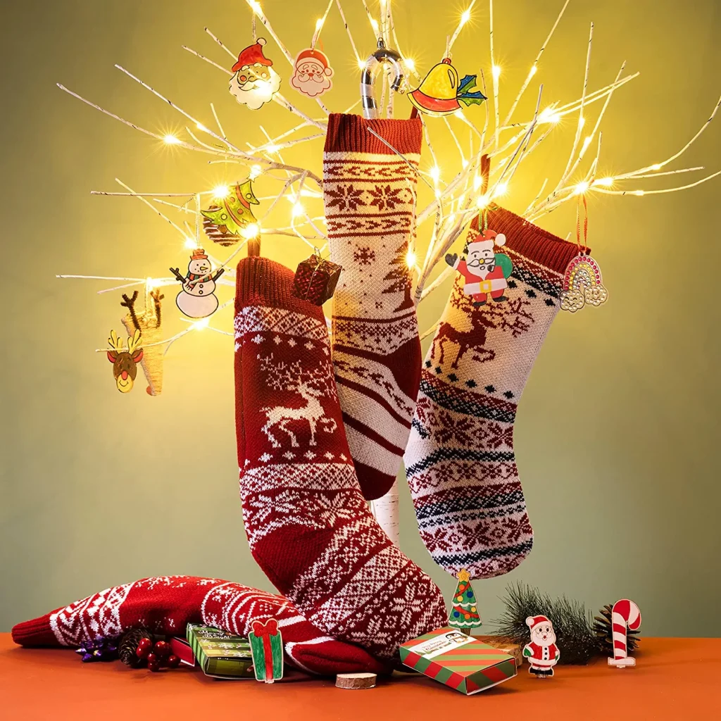4pcs Knit Christmas Stockings Ornamnets