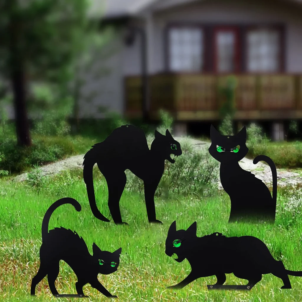 Green Eyes Black Cat Silhouette Decoration