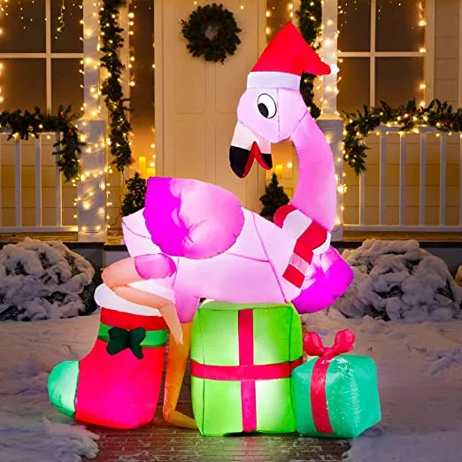 LED Christmas Flamingo Inflatable 6ft