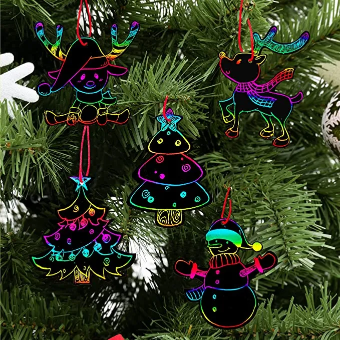 Rainbow Christmas Scratch Cards Ornament
