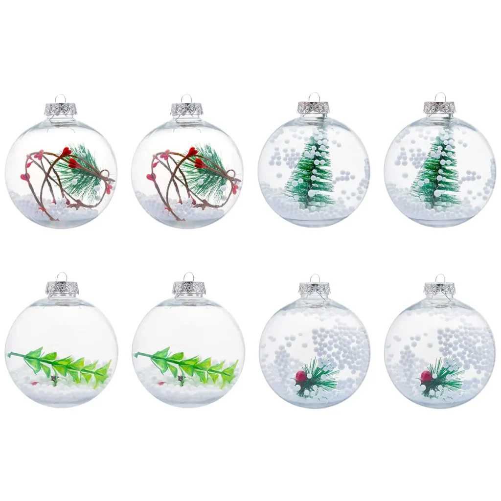 Snow Filling Clear Plastic Christmas Ornaments