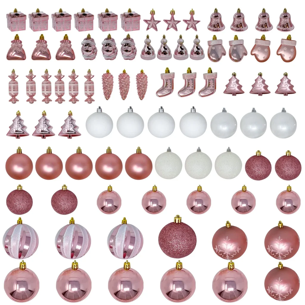 Rosegold & White Ornaments Set 81pcs