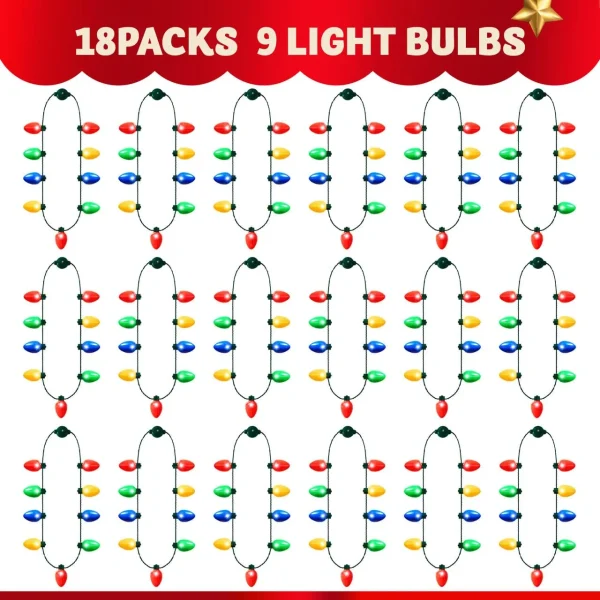 18Pack 9 Bulbs Necklaces Holiday Costume Accessories