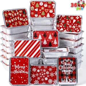 36 Pieces Christmas Foil Containers with Lids