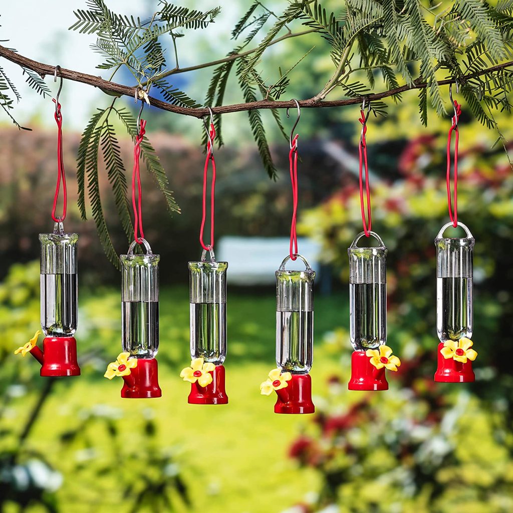 6pcs mini hummingbird feeders with hanging wires
