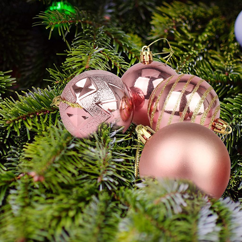 34pcs Pink Christmas Ball Ornaments