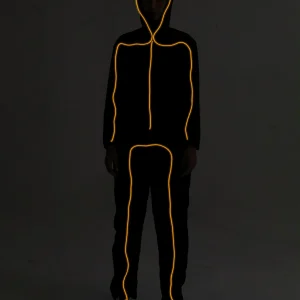 Adult Unisex Orange LED Light Up Stick Figure Costume