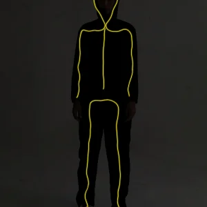 Adult Unisex Yellow LED Light Up Stick Figure Costume