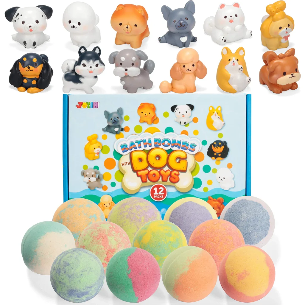 12pcs bath bombs with dogs figurines