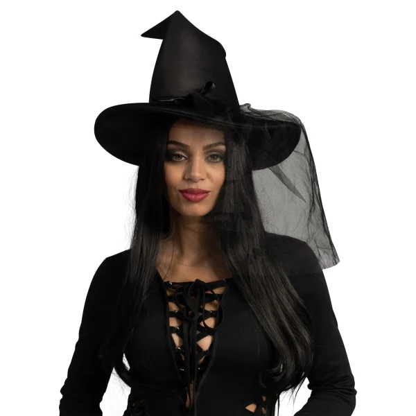 Buckle Witches Hat Veil Witch Hat for Women Halloween