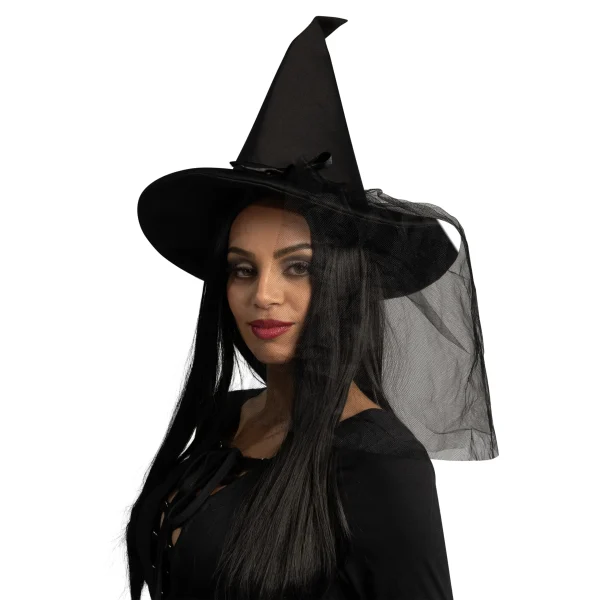 Buckle Witches Hat Veil Witch Hat for Women Halloween
